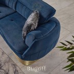 Диван велюровый с откидной спинкой, голубой | модель Bugati | Турция