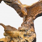 Статуя підлогова різьблена з корчі "Орел та лев", 135х105 см (K-64)