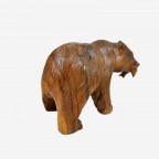 Статуэтка резная Медведь с рыбой, тиковое дерево, 20х10 см, (AB-55)
