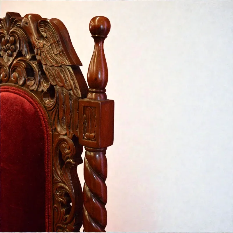 Стул резной (KRS-255), бардовый, красное дерево Индонезия