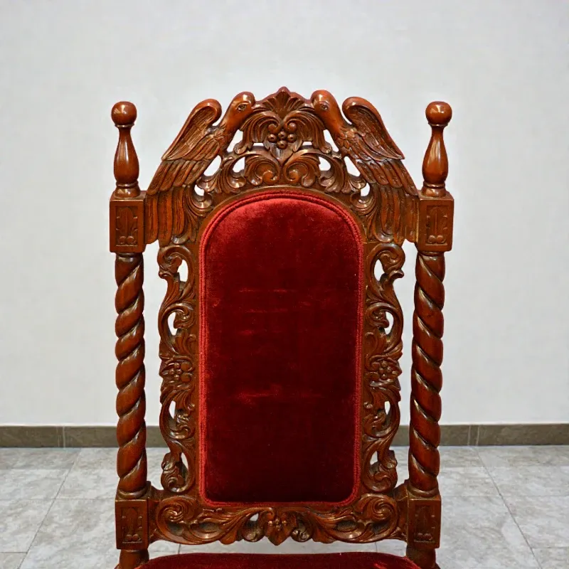 Стул резной (KRS-255), бардовый, красное дерево Индонезия