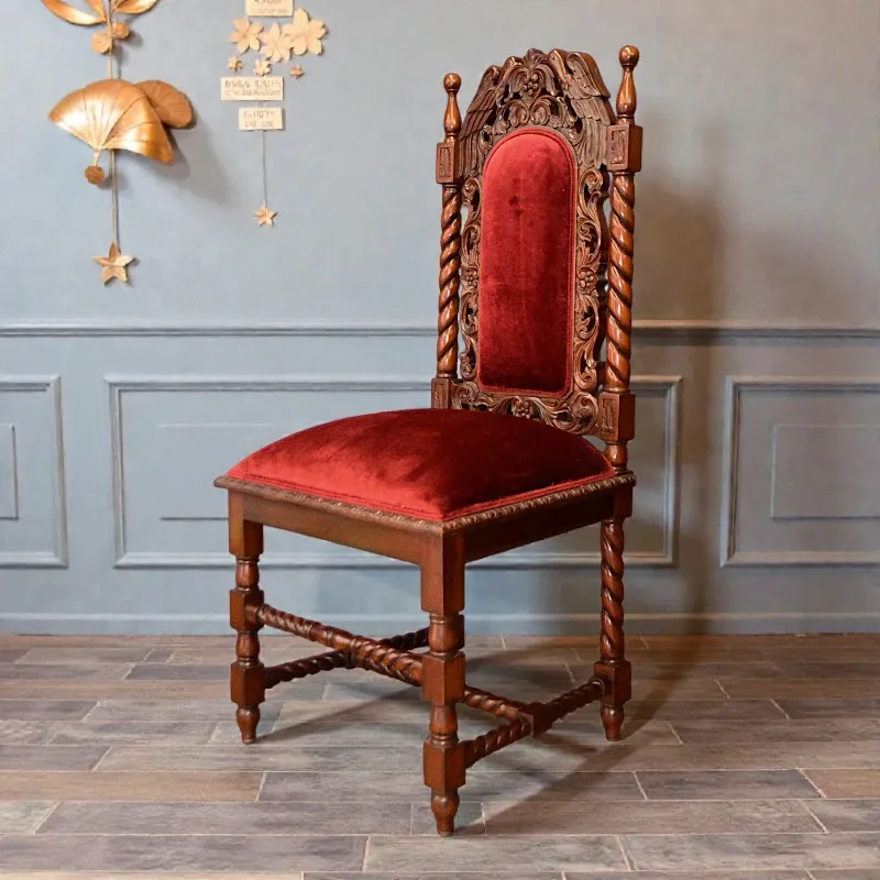 Стул резной (KRS-255), бардовый, красное дерево Индонезия