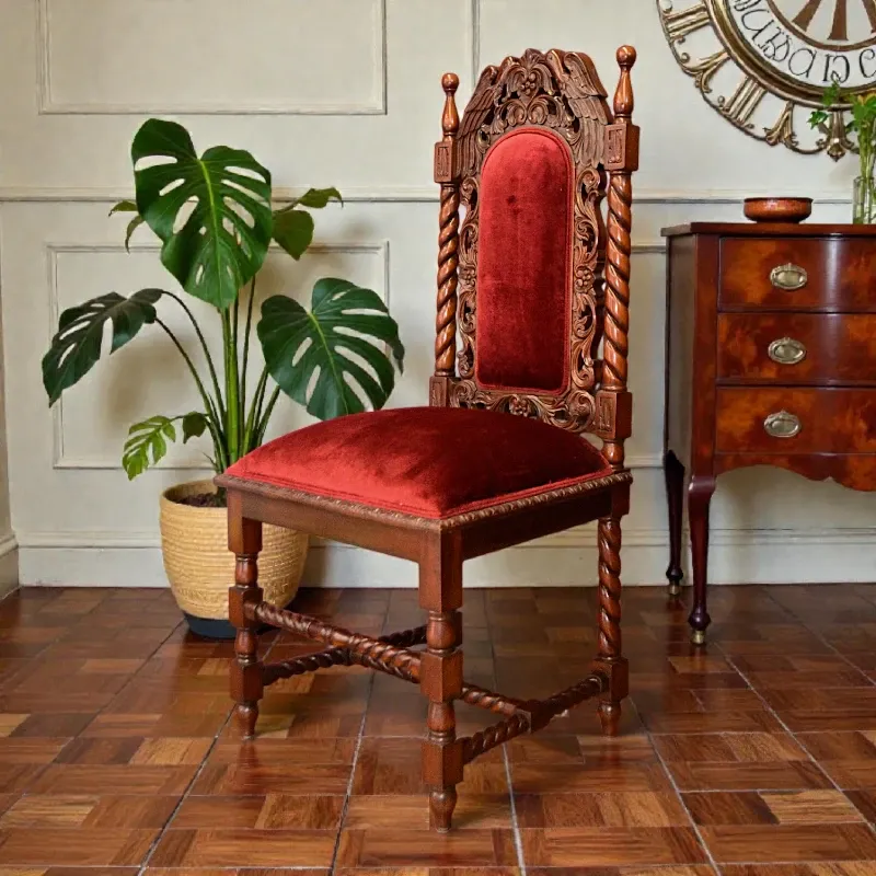 Стул резной (KRS-255), бардовый, красное дерево Индонезия