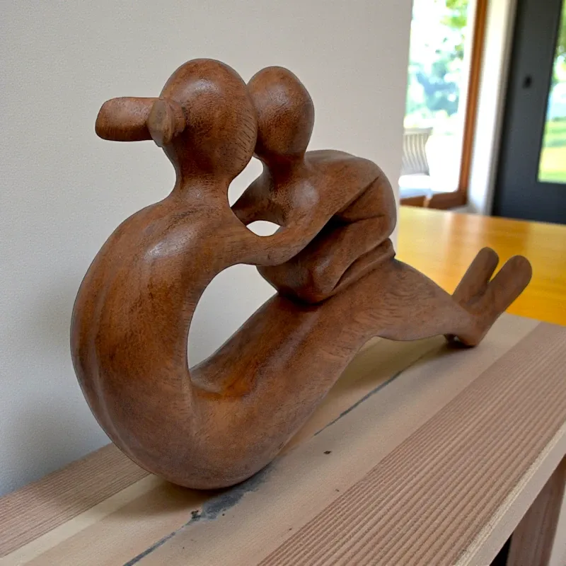 Статуэтка абстракция Мать с ребенком (BS-60) 17х31 см тиковое дерево Индонезия