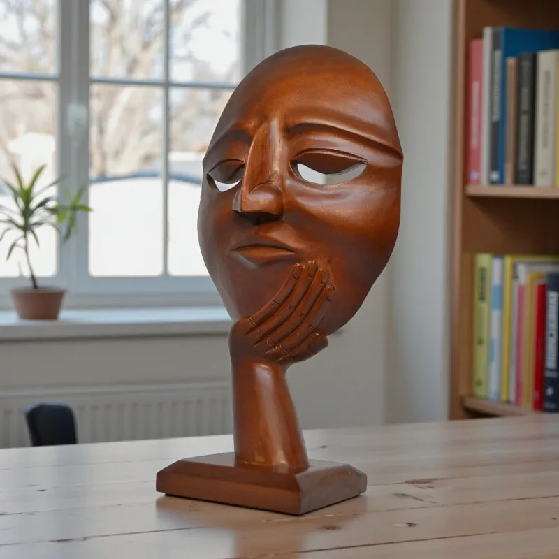 Статуетка декоративна Маска K-67 червоне дерево 31х16 см Індонезія