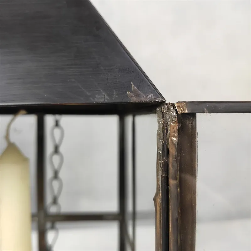 Підсвічник-ліхтар Ретро (K-42) латунь, чорний 15x29 см Індонезія