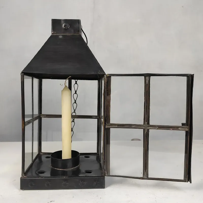 Підсвічник-ліхтар Ретро (K-42) латунь, чорний 15x29 см Індонезія