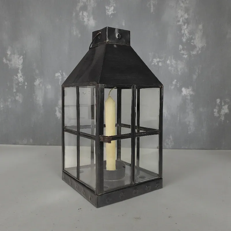 Підсвічник-ліхтар Ретро (K-42) латунь, чорний 15x29 см Індонезія