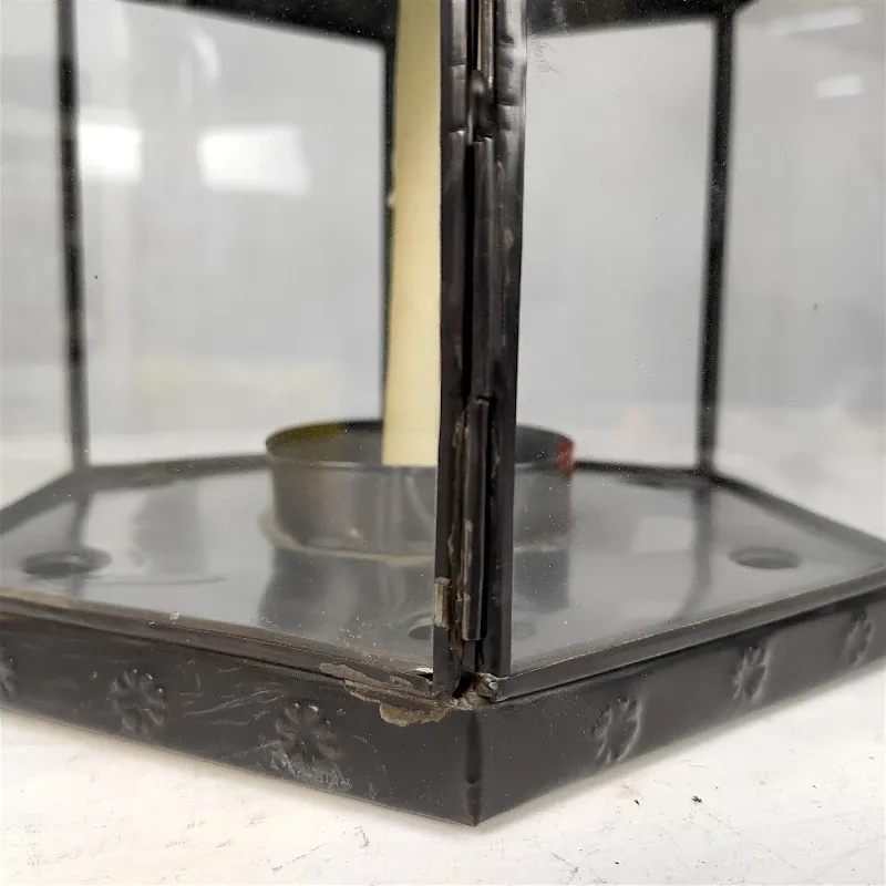 Підсвічник-ліхтар чорний (SG6B) латунь 20x24 см Індонезія