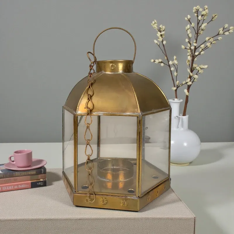 Підсвічник-ліхтар латунний Ретро (SG6) 20x24 см Індонезія