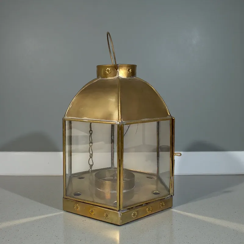 Підсвічник-ліхтар латунний Ретро (SG6) 20x24 см Індонезія