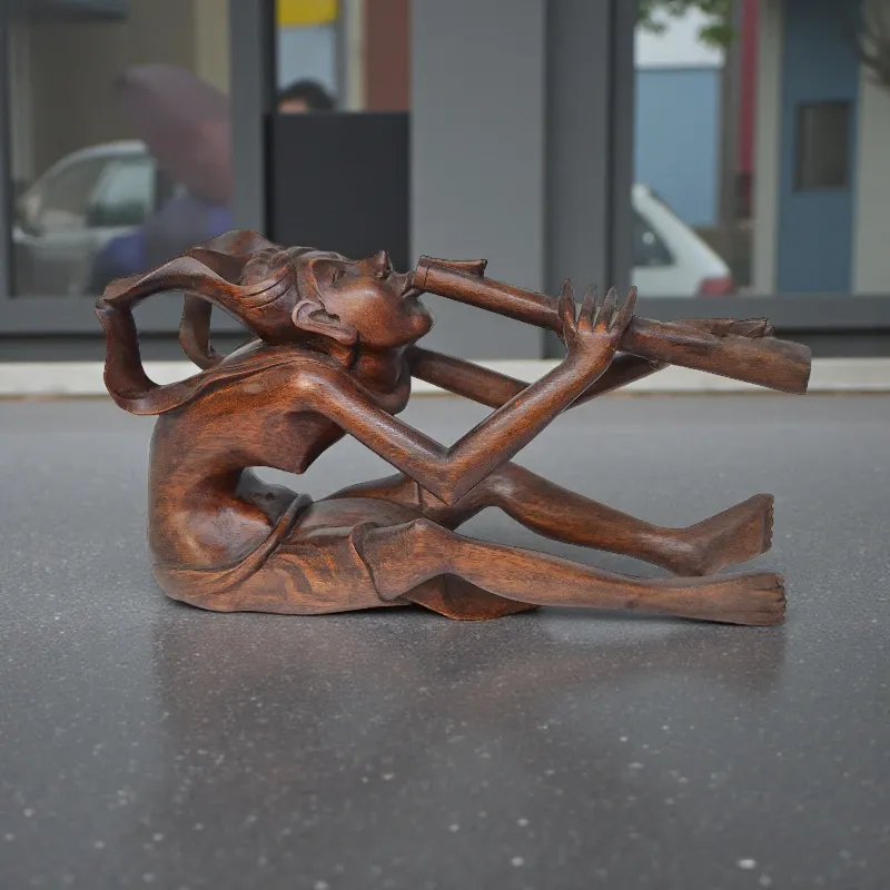 Статуетка Дівчина з сопілкою AB-003 тікове дерево 19х33  Індонезія