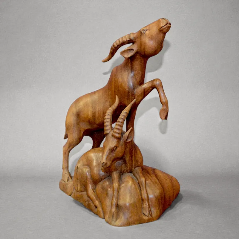 Статуетка різьблена Гірські Козли (FLbaby-0013) тікове дерево Індонезія