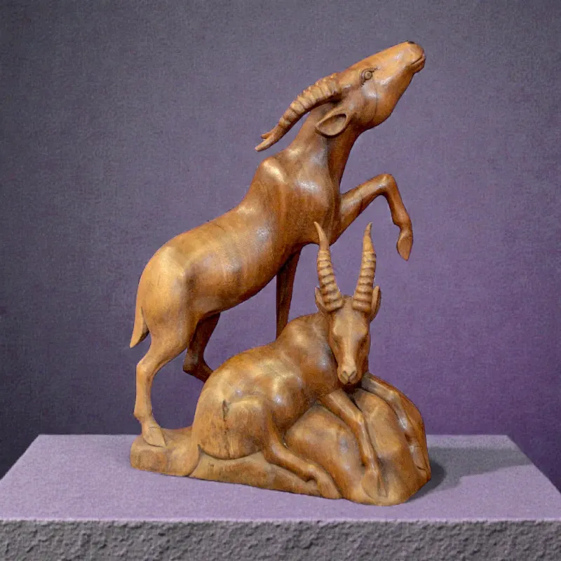 Статуетка різьблена Гірські Козли (FLbaby-0013) тікове дерево Індонезія