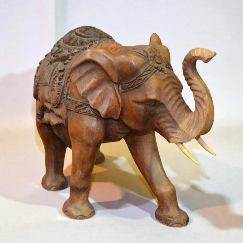 Статуетка Слон з килимком (FS-001) тікове дерево 43 см Індонезія