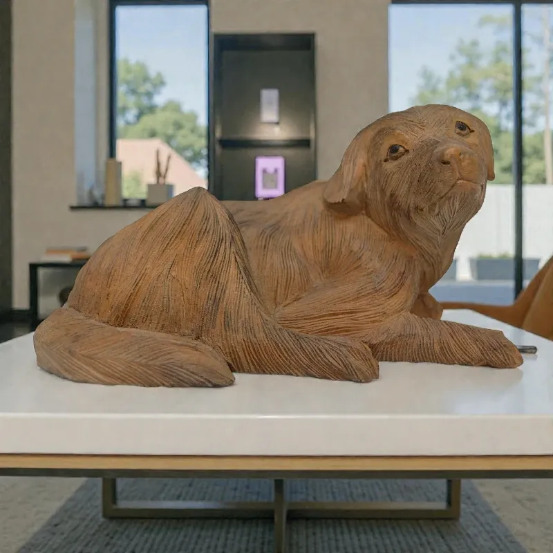 Статуетка Лежача собака дерев'яна (ADog-14) 20 см Індонезія