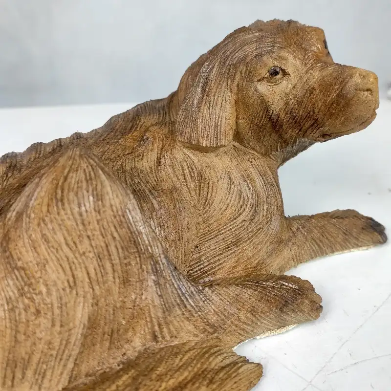 Статуетка Лежача собака дерев'яна (ADog-14) 20 см Індонезія