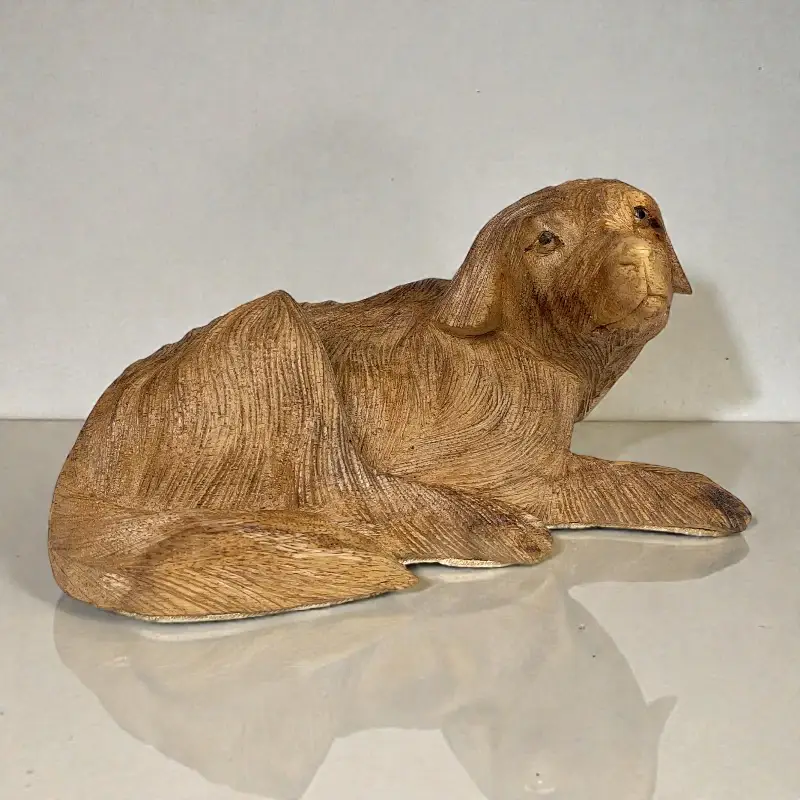 Статуетка Лежача собака дерев'яна (ADog-14) 20 см Індонезія