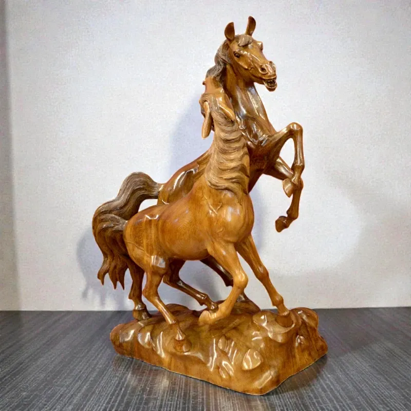 Статуя деревянная Пара лошадей (FL-119) тиковое дерево, 80 см, Индонезия