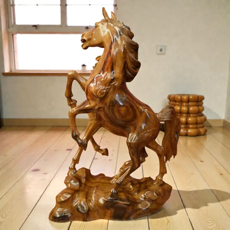 Статуя деревянная Пара лошадей (FL-119) тиковое дерево, 80 см, Индонезия