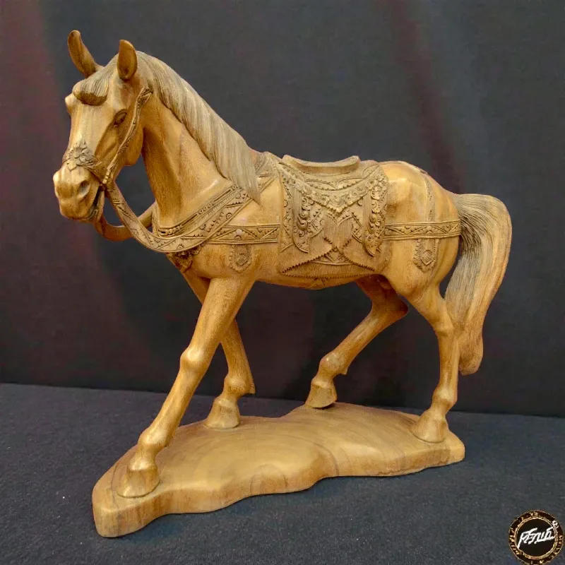 Статуя різьблена Кінь зі збруєю (FL-132) тікове дерево 70 см Індонезія