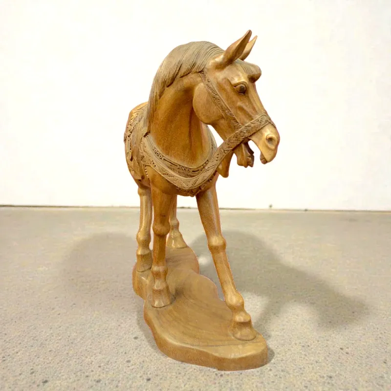 Статуя різьблена Кінь зі збруєю (FL-132) тікове дерево 70 см Індонезія