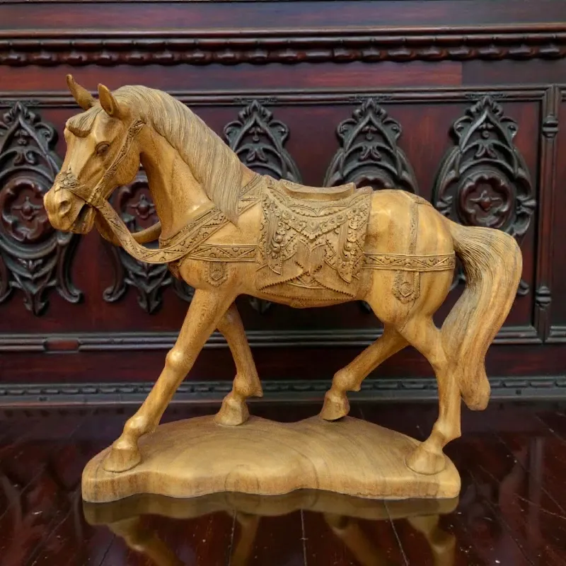 Статуя різьблена Кінь зі збруєю (FL-132) тікове дерево 70 см Індонезія