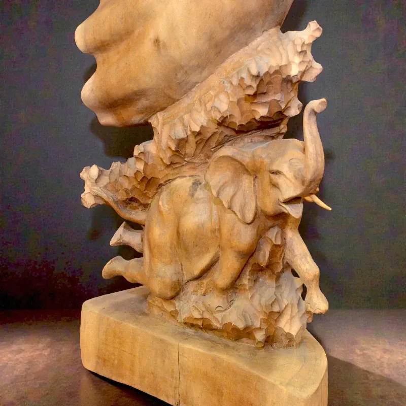 Статуетка Слони на бивні (FL-49) тікове дерево 103 см Індонезія