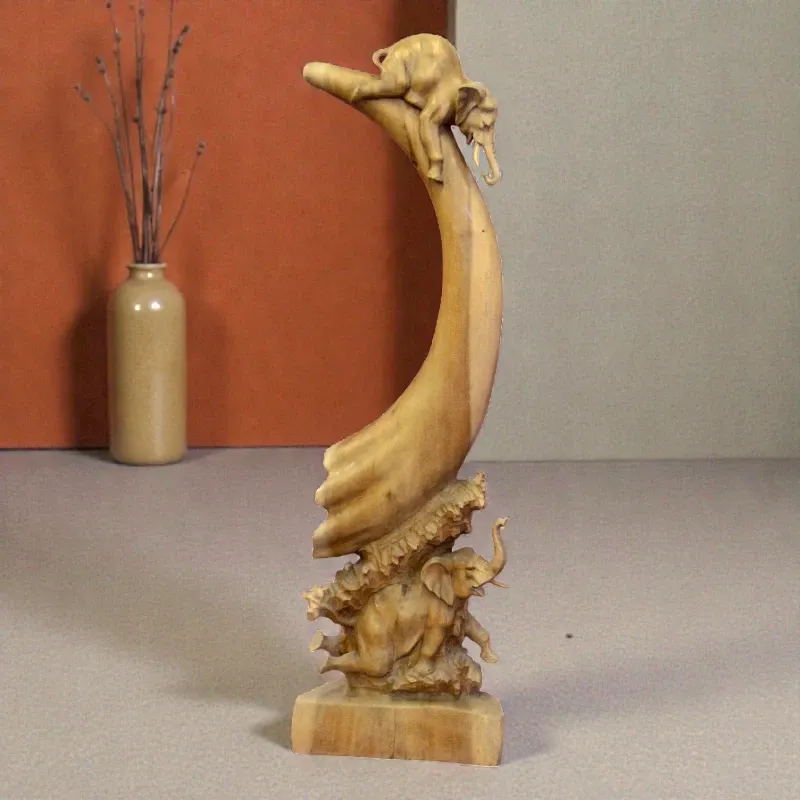 Статуетка Слони на бивні (FL-49) тікове дерево 103 см Індонезія