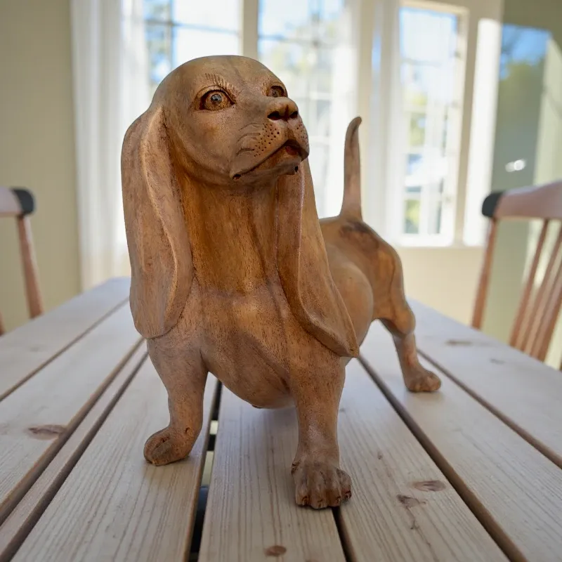 Статуетка собака Такса дерев'яна тік (Taksa-09) 25х19 см Індонезія