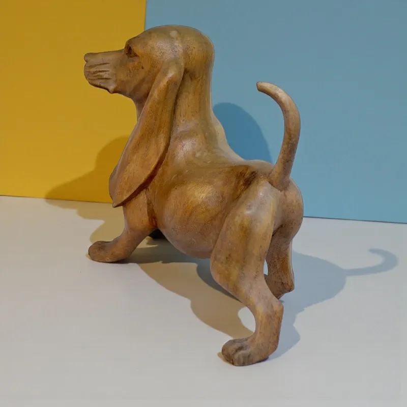 Статуетка собака Такса дерев'яна тік (Taksa-09) 25х19 см Індонезія