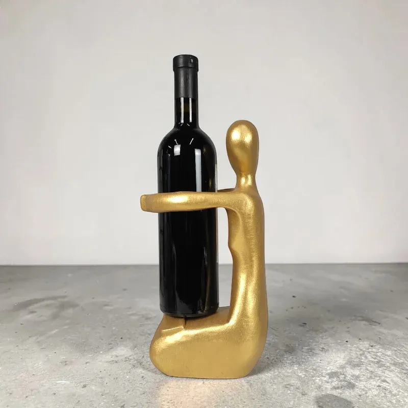 Тримач дерев'яний для пляшки Чоловік (AB-23G) золотистий