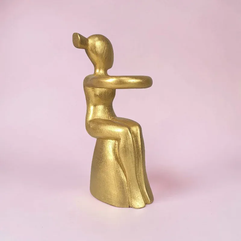 Підставка дерев'яна для пляшки Дівчина (AB-28G) золотистий