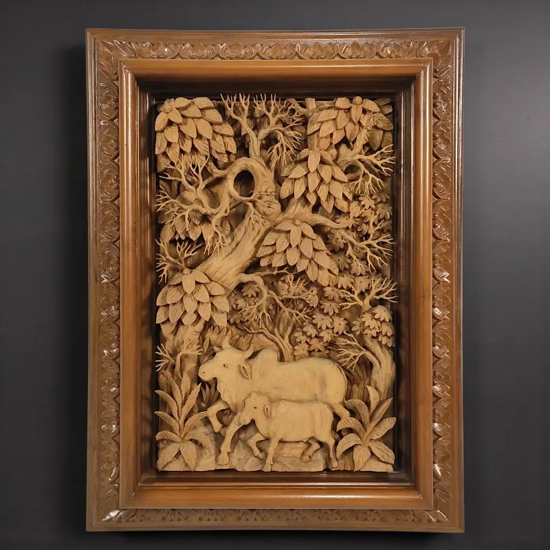 Панно дерев'яне Зебу - горбата корова (GK-2) тік Індонезія