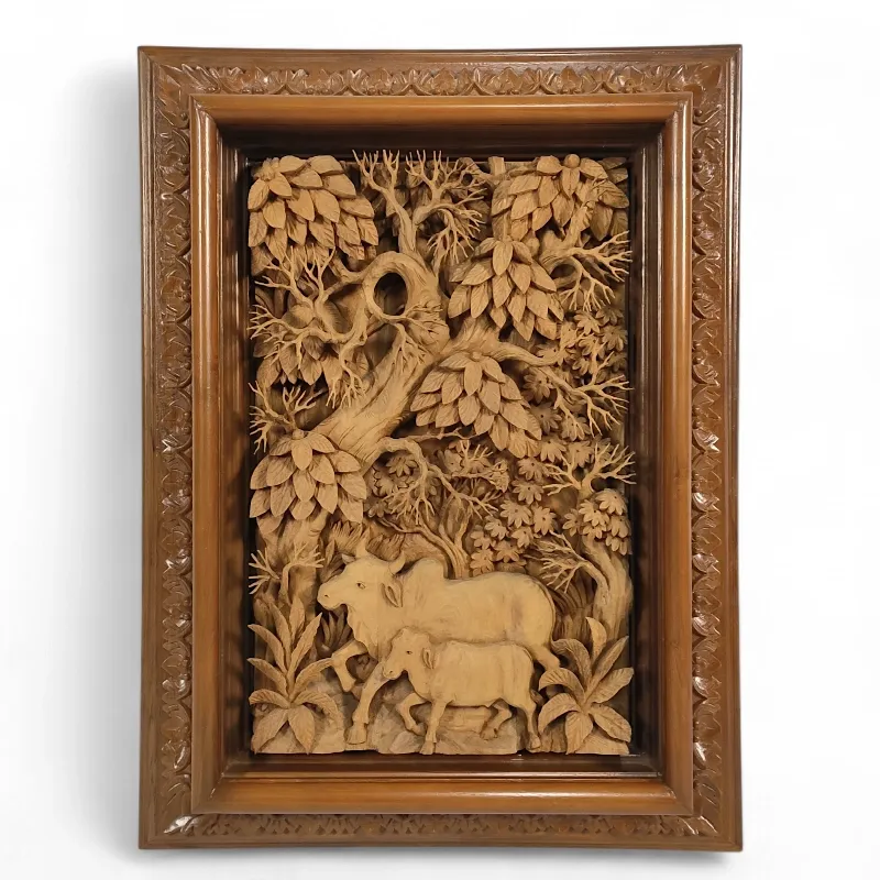 Панно дерев'яне Зебу - горбата корова (GK-2) тік Індонезія