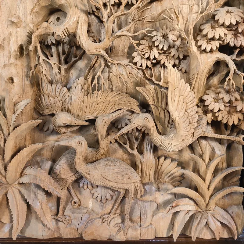 Панно дерев'яне Птахи Журавлі (GR-6) дерево тік Індонезія