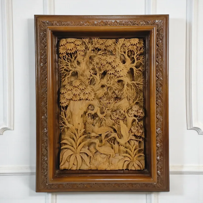 Панно дерев'яне Птахи Журавлі (GR-6) дерево тік Індонезія