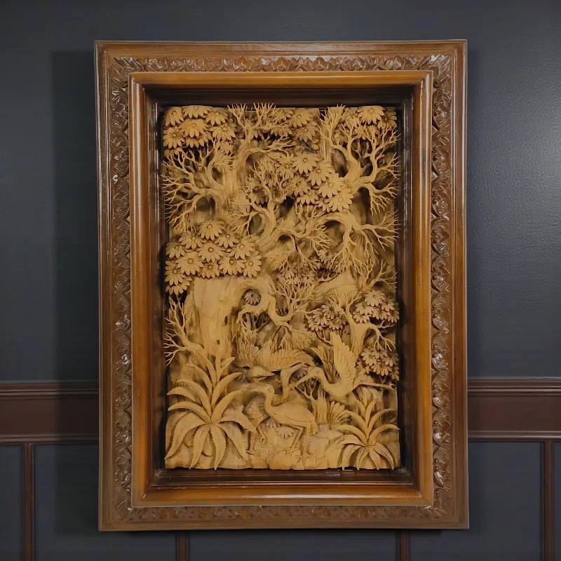 Панно дерев'яне Птахи Журавлі (GR-6) дерево тік Індонезія