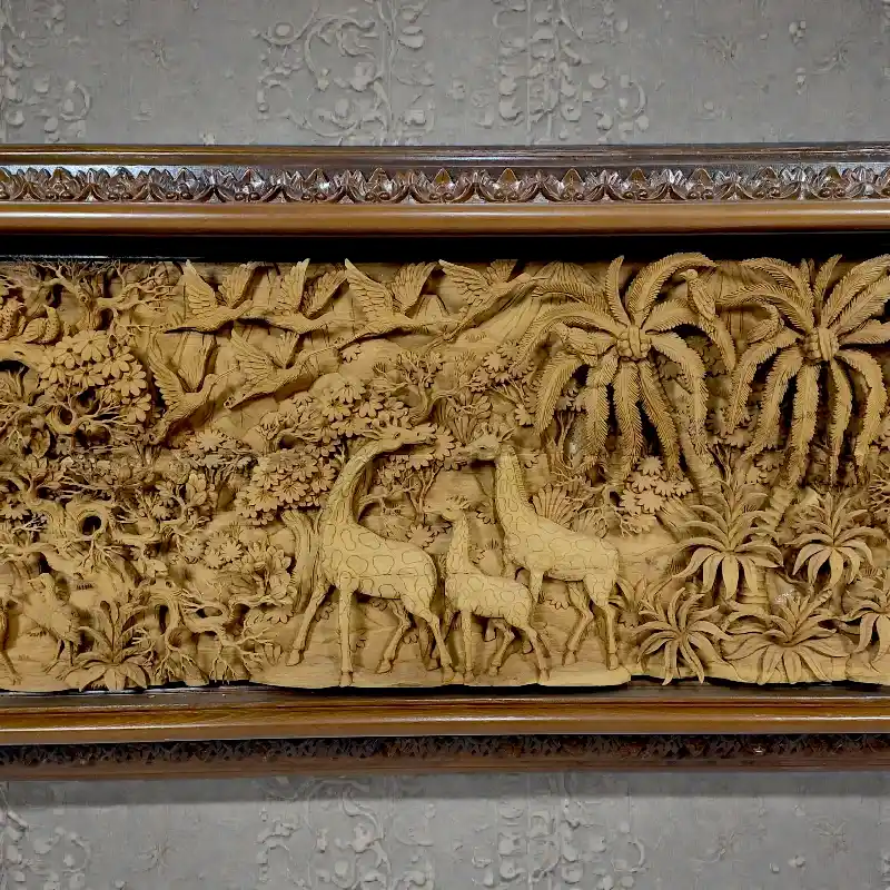 Панно дерев'яне Флора Фауна Жирафи (JR-3) 173х65 тік Індонезія