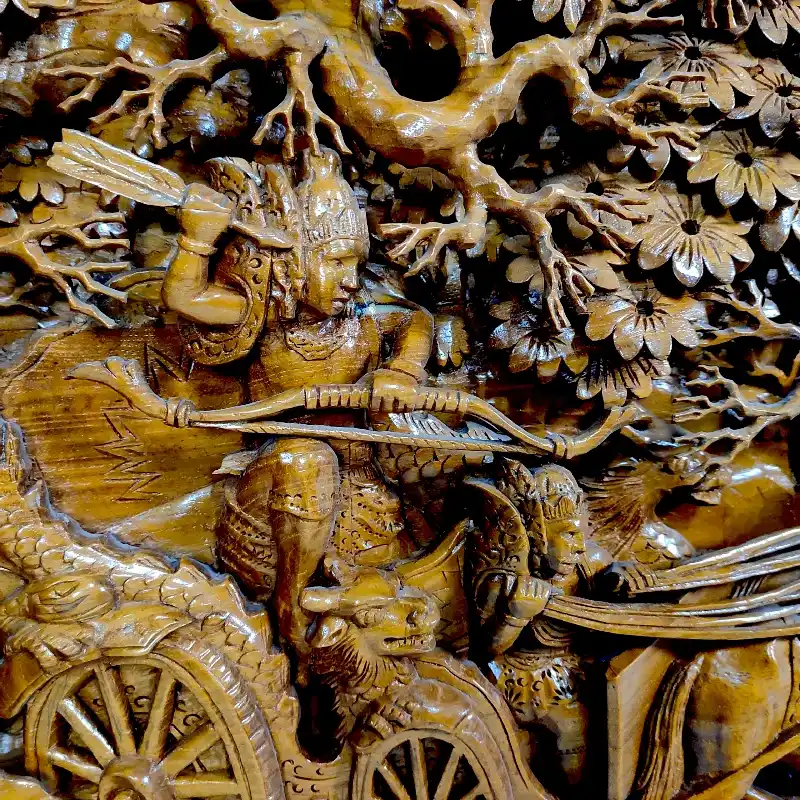 Панно дерев'яне Крішна і Арджуна (KK-22) 167х58 тік Індонезія