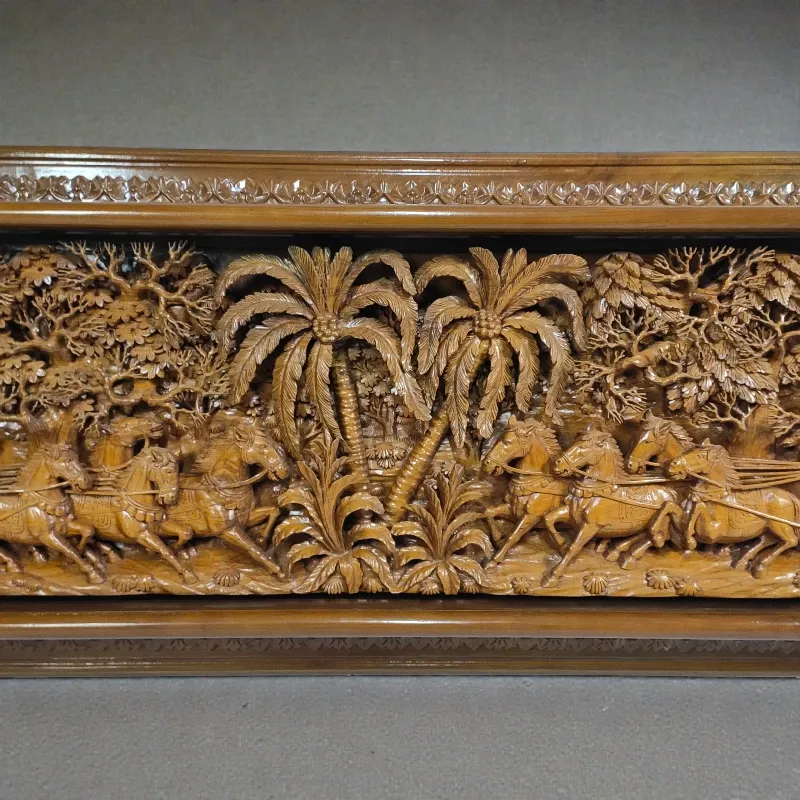 Панно дерев'яне Крішна і Арджуна (KK-22) 167х58 тік Індонезія