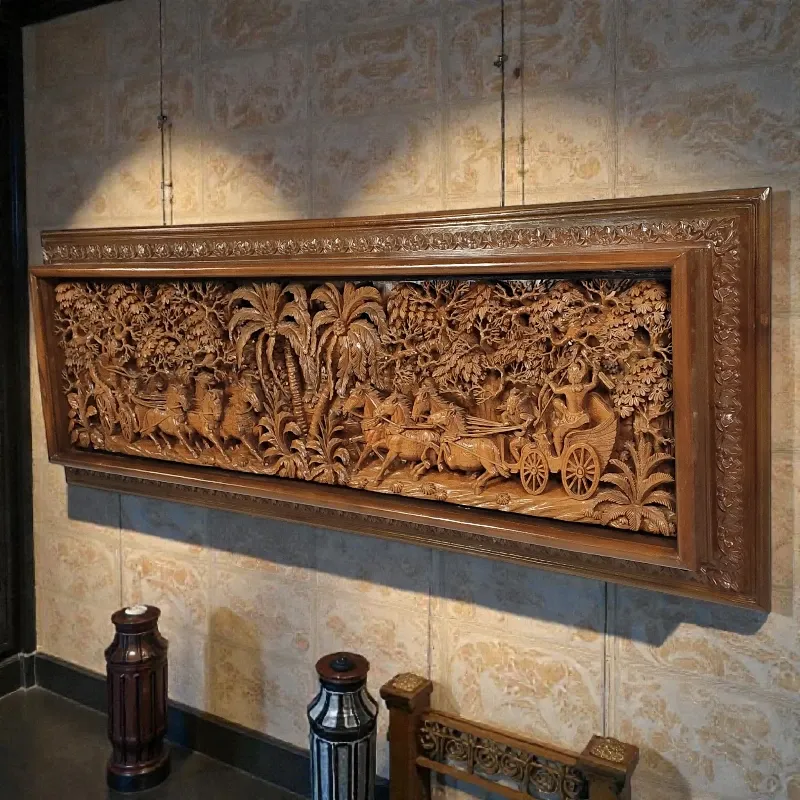 Панно дерев'яне Крішна і Арджуна (KK-22) 167х58 тік Індонезія