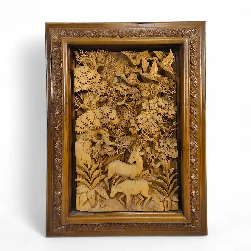 Панно дерев'яне Дикі Кози (KZ-1) тік Індонезія