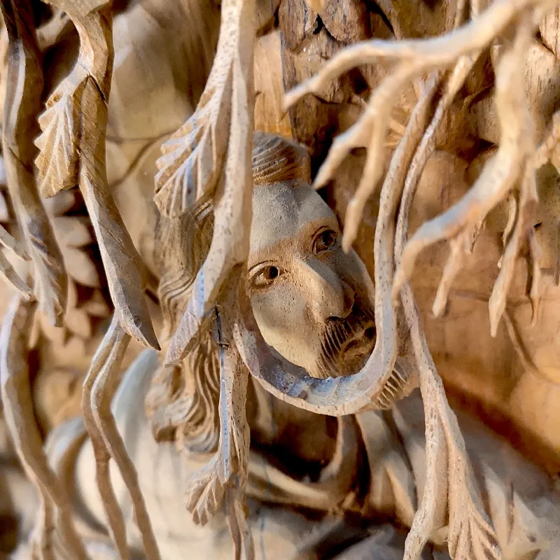 Панно Молитва Ісуса Христа (M-1) 62х81х12 тікове дерево Індонезія 