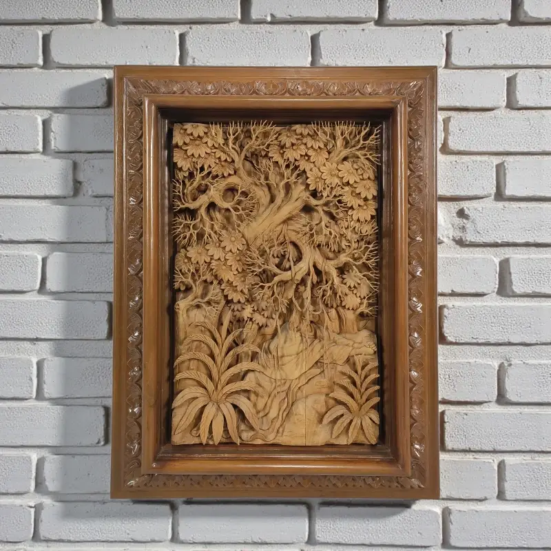 Панно Молитва Ісуса Христа (M-1) 62х81х12 тікове дерево Індонезія 