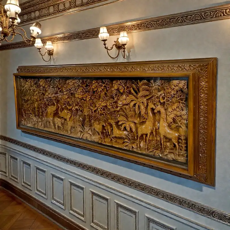 Панно дерев'яне Флора Фауна Сафарі (SF-1) 180х63 тік Індонезія