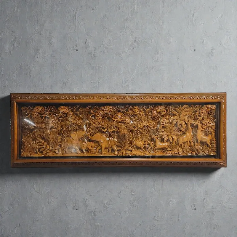 Панно дерев'яне Флора Фауна Сафарі (SF-1) 180х63 тік Індонезія