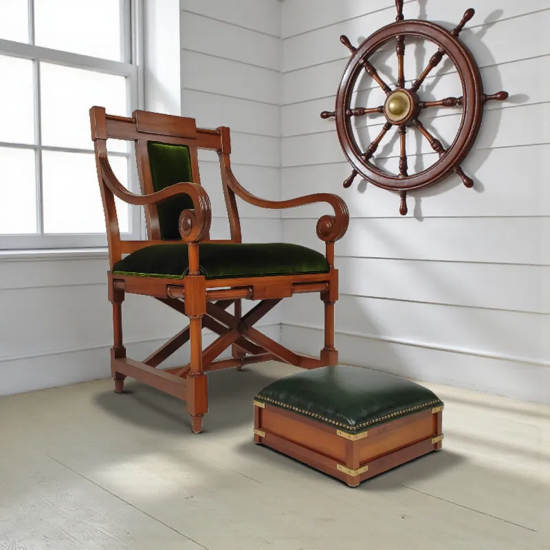 Пуф-підставка під ноги 1103-000 Адмірал Нельсон, зелена шкіра