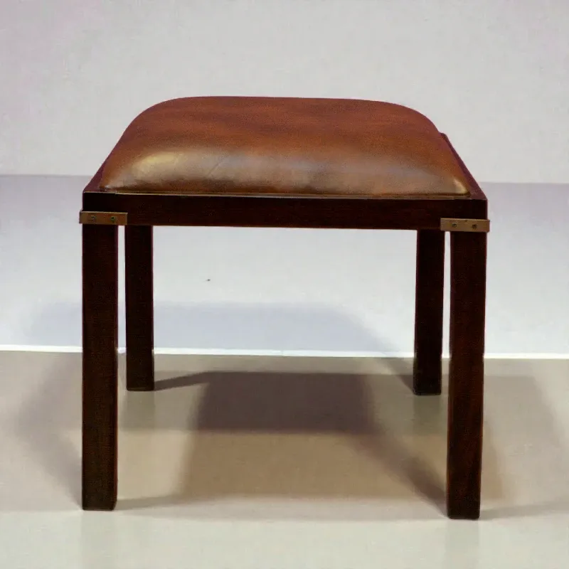 Табурет Мілітарі (ST01) дерево, шкіра, Індонезія