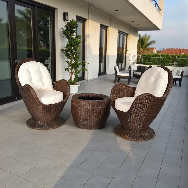 Кавовий столик CapeTown круглий ротанг 60х60х40 венге Індонезія